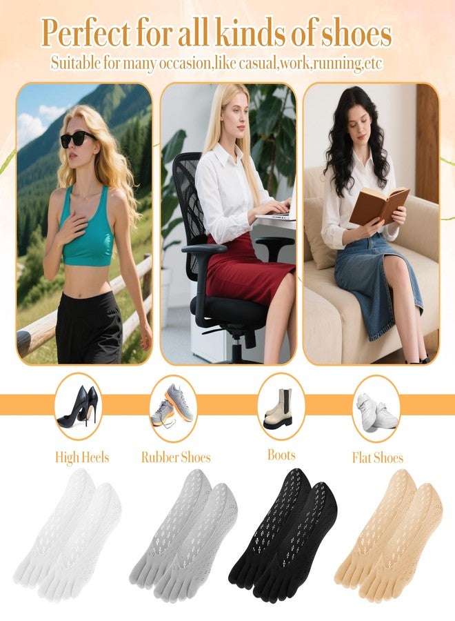 Aysatogc 4 Pairs Ortho Toe Compression Socks, Bunion Toe Alignment Relief Socks Toe Sock for Women No Show Low Cut Five Finger Sock for Women & Men Full Toe Yoga Sock - Image 4